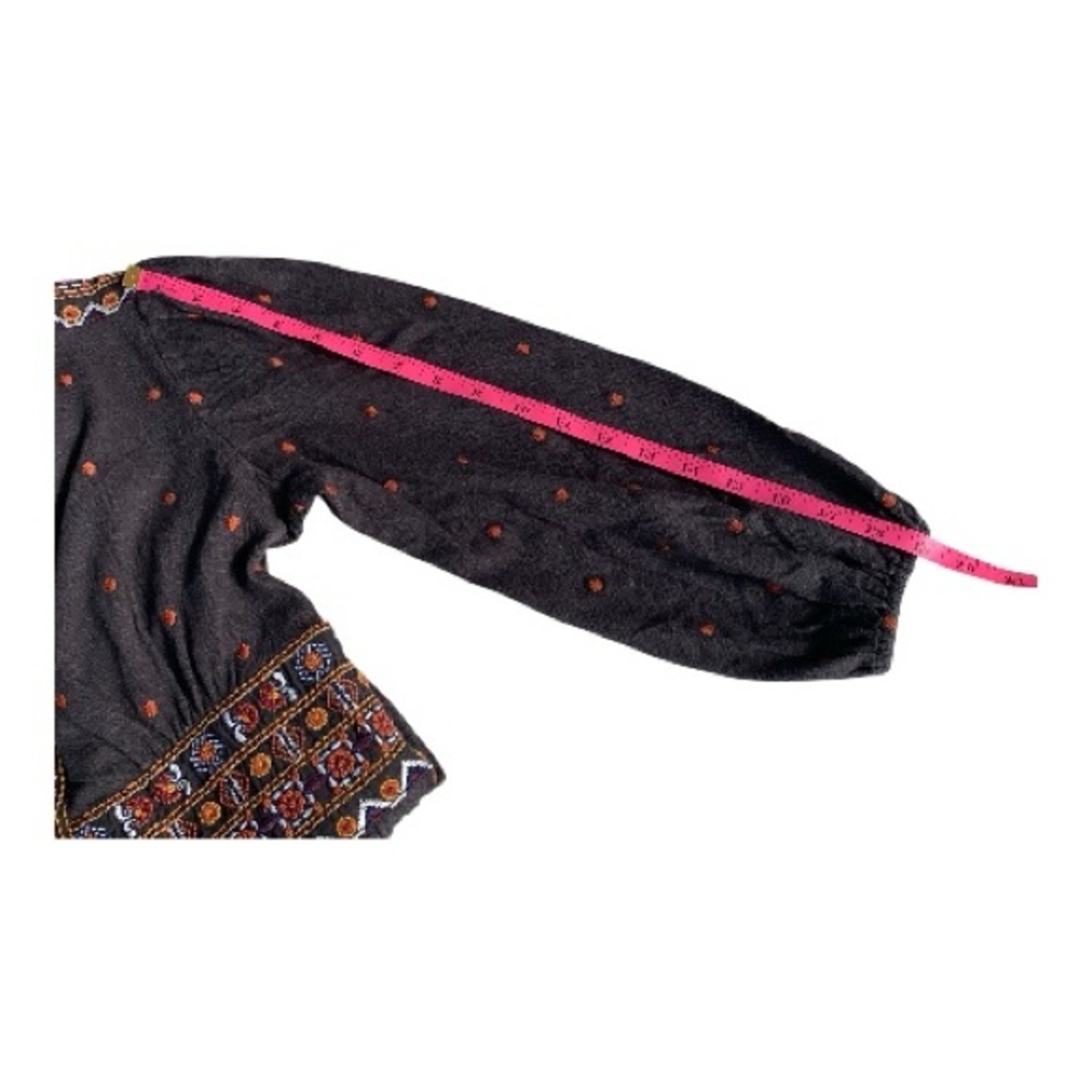 Denim & Co Canyon Retreat Button Down Midi Dress Brown with Embroidery XXSP - Picture 11 of 12